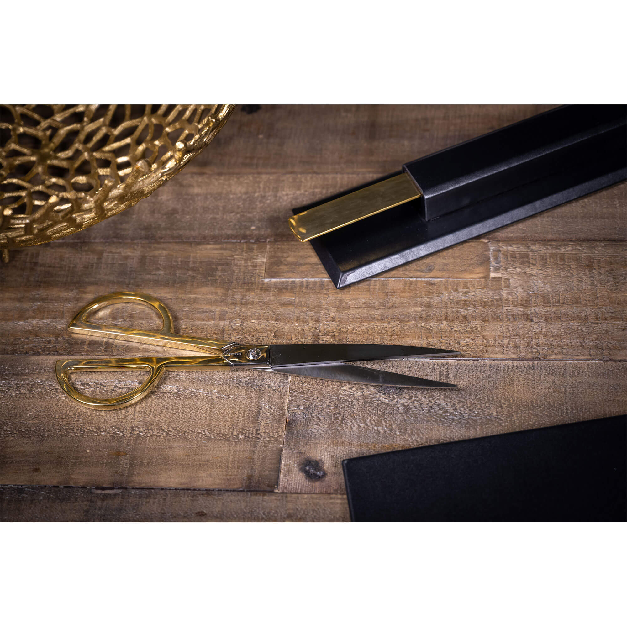 Classic Black Leather Library Set with Gold Hardware