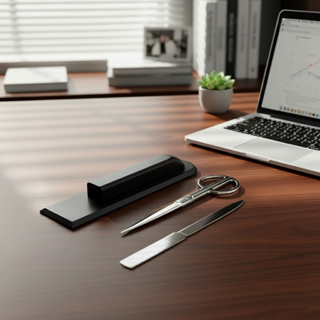Classic Black Leather Library Set - Silver Hardware