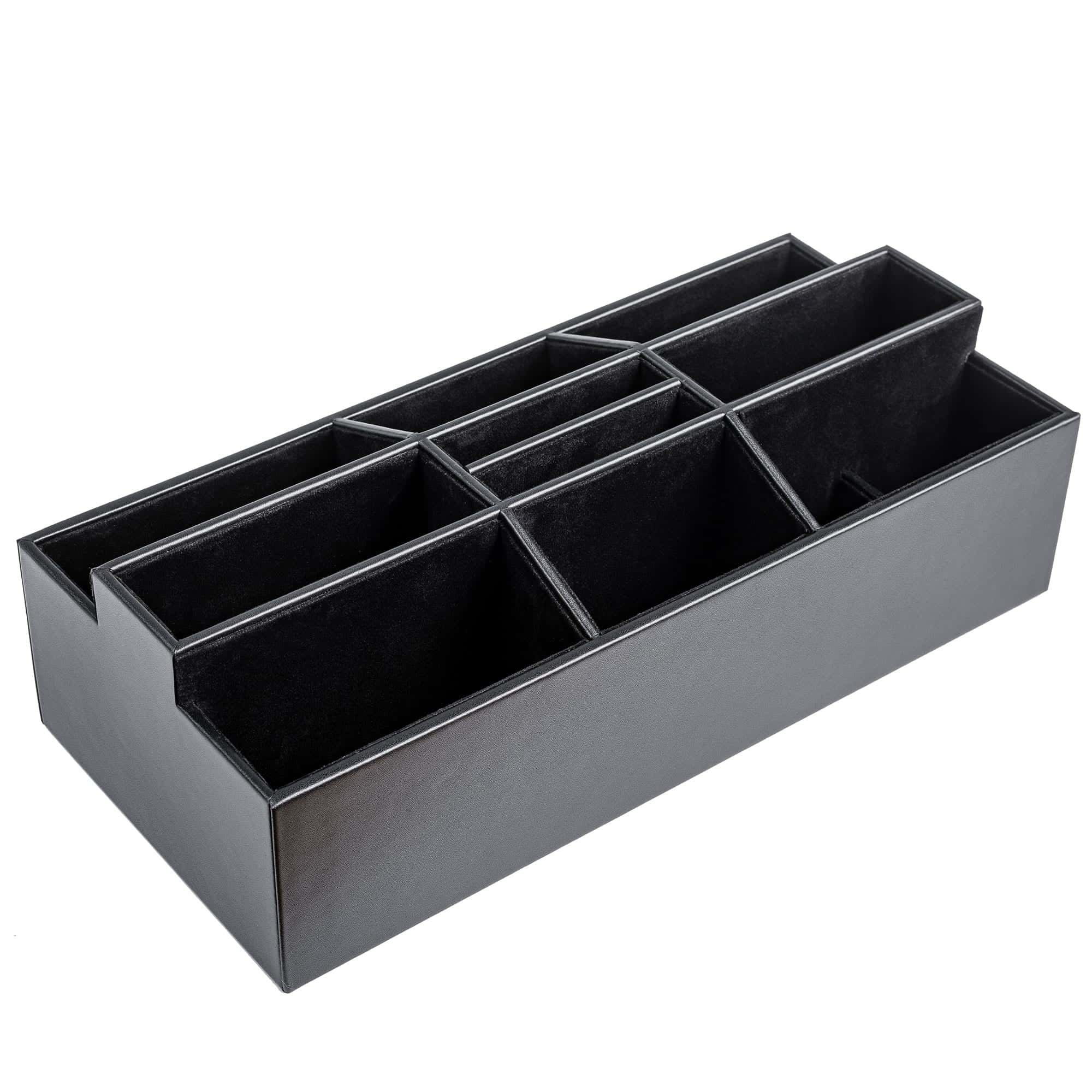 Classic Black Leather Remote Control Organizer (Coasters Available Separately)
