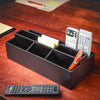 Classic Black Leather Remote Control Organizer (Coasters Available Separately)