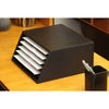 Classic Black Leather Vertical File Sorter/Holder
