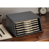 Classic Black Leather Vertical File Sorter/Holder