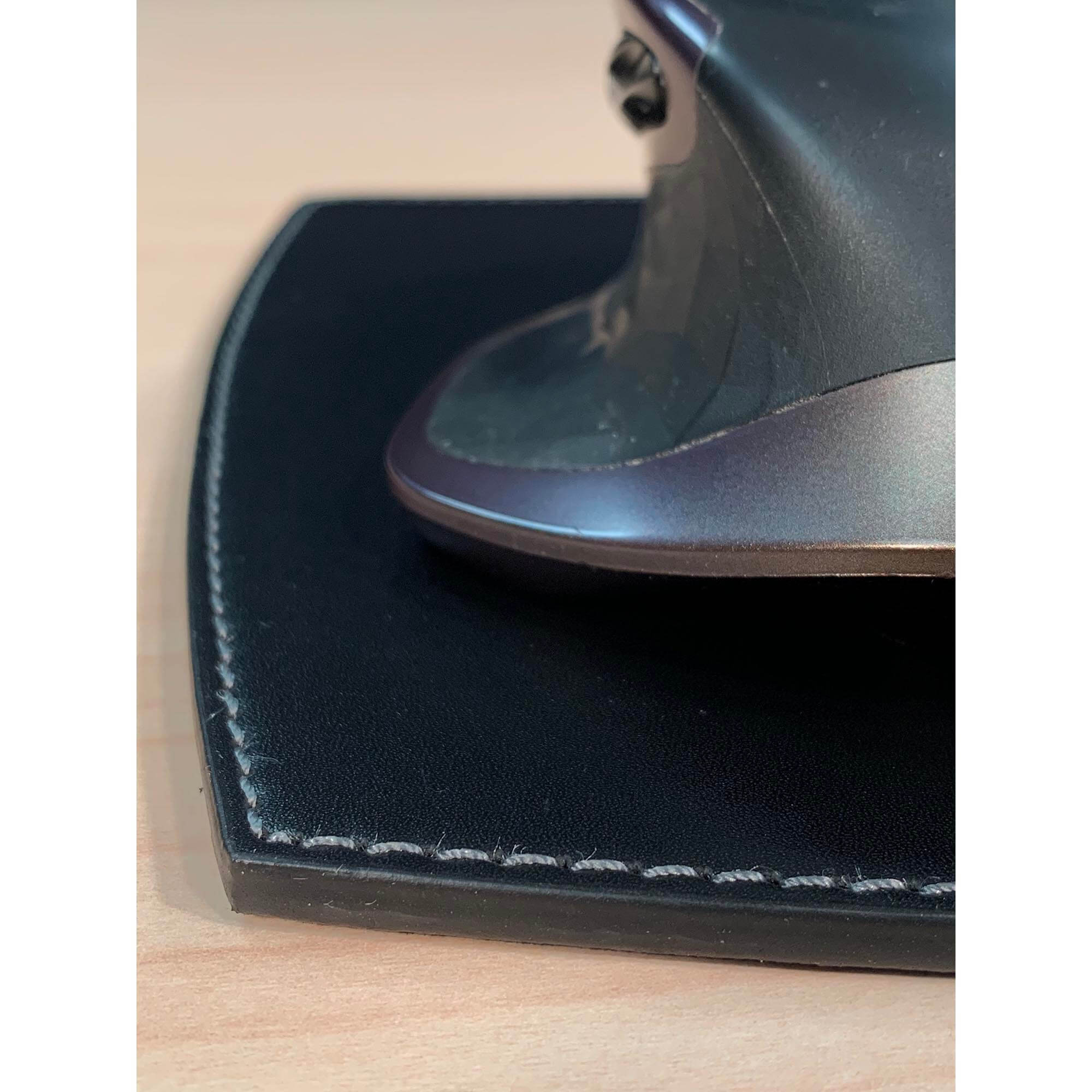 Rustic (Onyx) Black Leather Mouse Pad