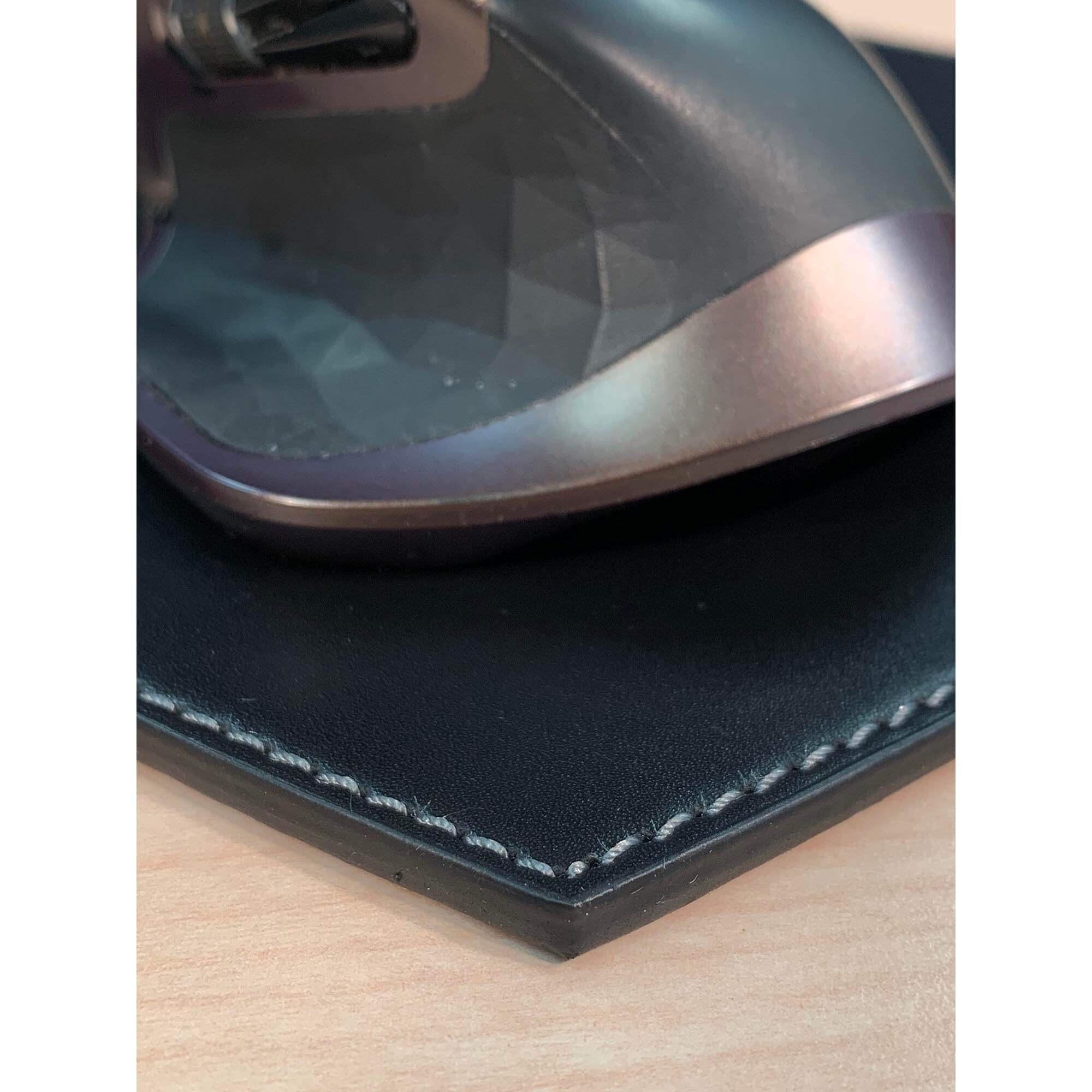 Rustic (Onyx) Black Leather Mouse Pad