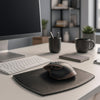Rustic (Onyx) Black Leather Mouse Pad