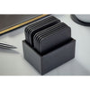 Black Leatherette 10 Square Coaster Set w/ Holder