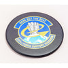 Black Leatherette Round Coaster w/ Thin Metal Core