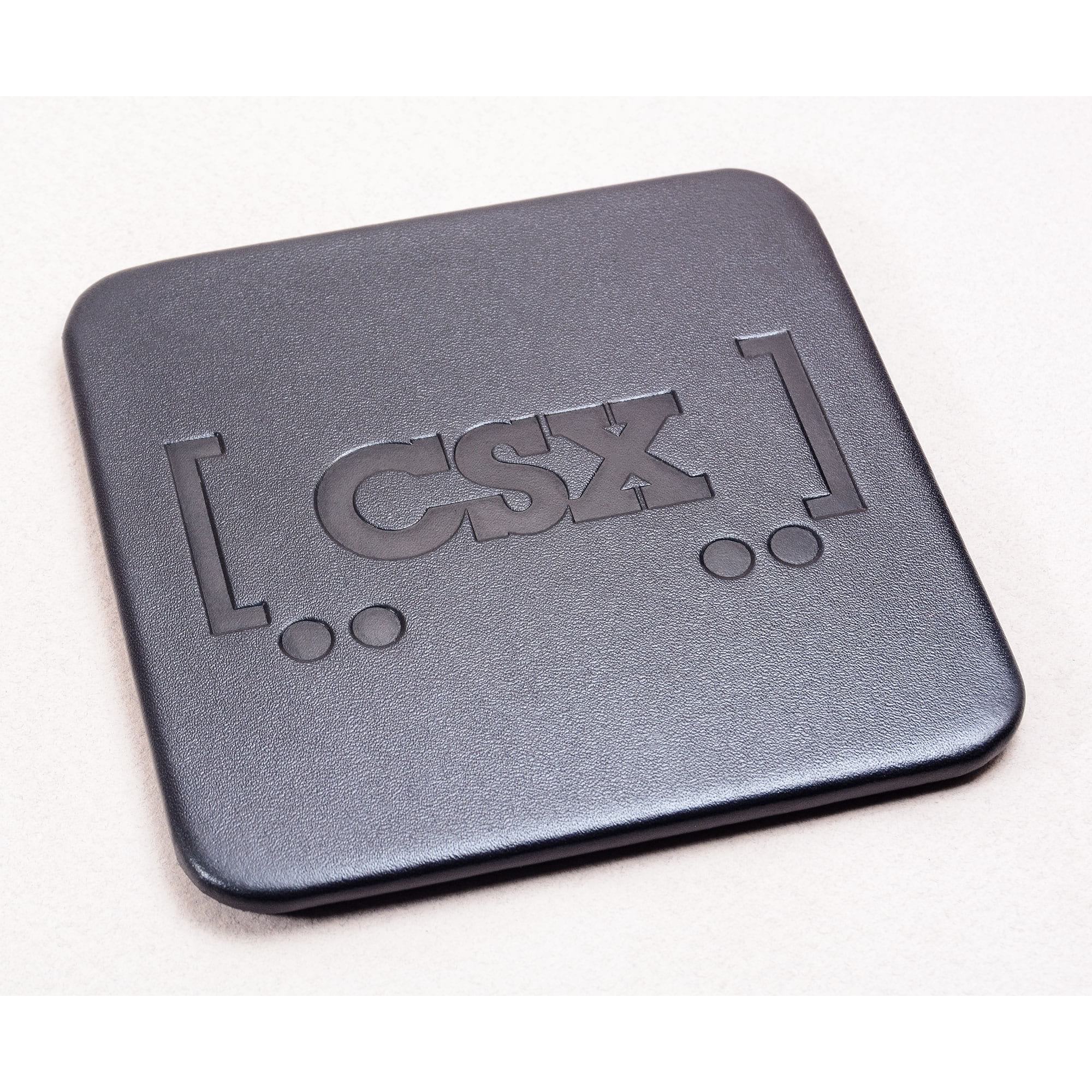 Black Leatherette 8 Square Coaster Set w/ Holder
