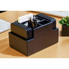 Black Leatherette 8 Square Coaster Set w/ Holder