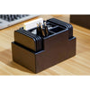 Black Leatherette 8 Square Coaster Set w/ Holder