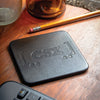 Black Leatherette 8 Square Coaster Set w/ Holder