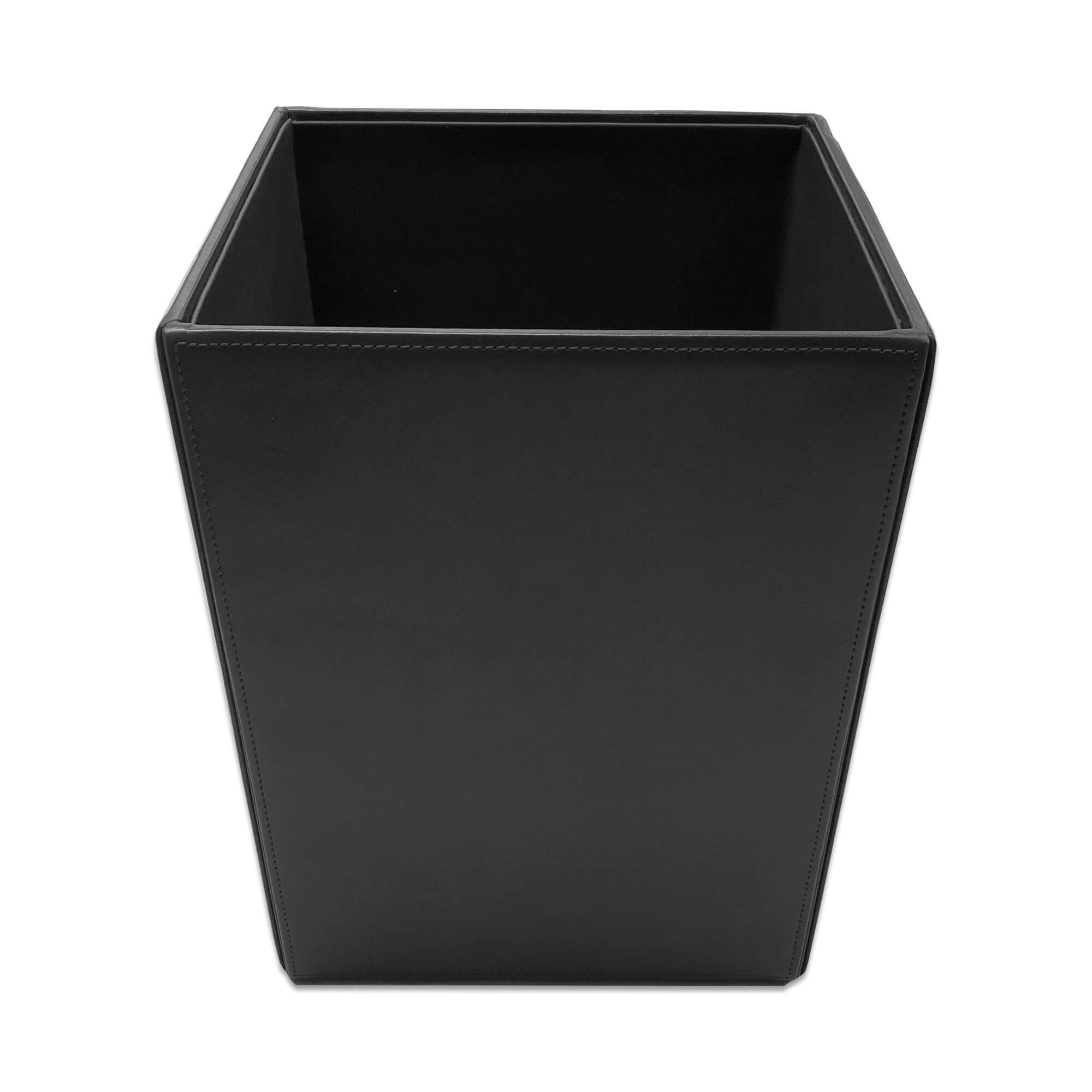 Black Bonded Leather Waste Basket, 14 Qt