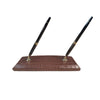 Brown Crocodile Embossed Leather Double Pen Stand