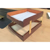 Brown Crocodile Embossed Leather Letter Trays, Stacking Set, Gold
