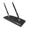 Black Crocodile Embossed Leather Double Pen Stand w/ Gold Accents