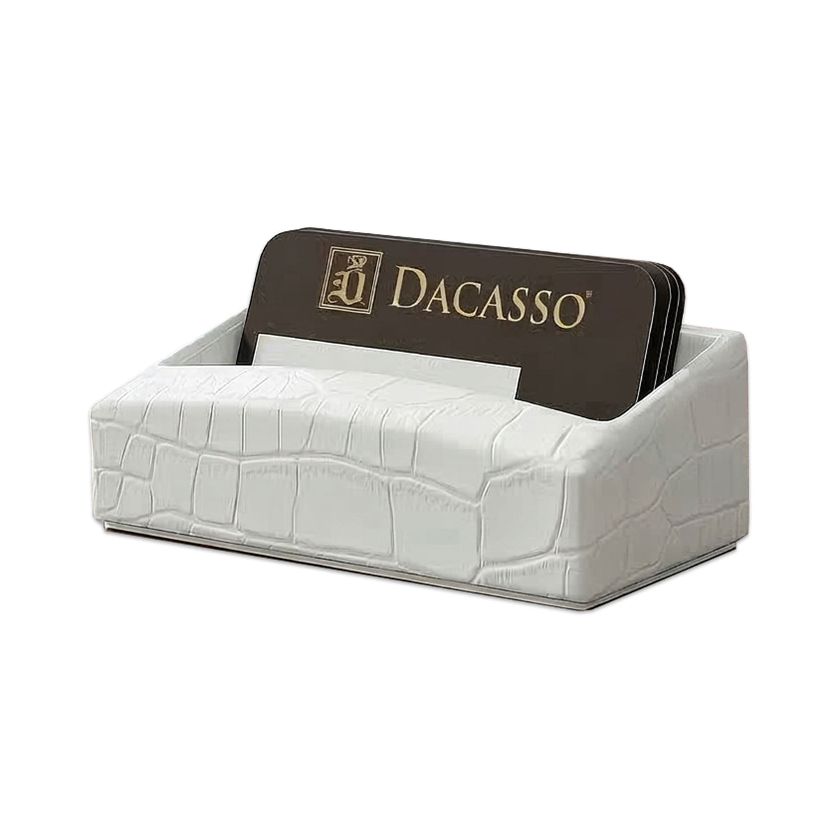 White Crocodile Embossed Leather Business Card Holder