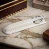 White Crocodile Embossed Leather Library Set, Silver Accent