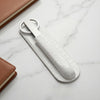 White Crocodile Embossed Leather Library Set, Silver Accent