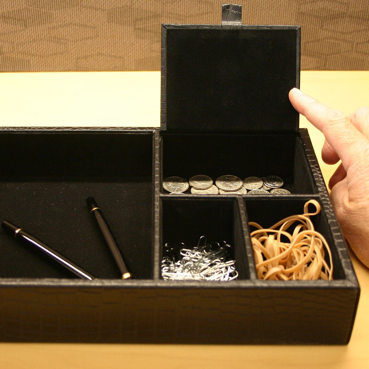 Black Crocodile Embossed Standard Valet Tray