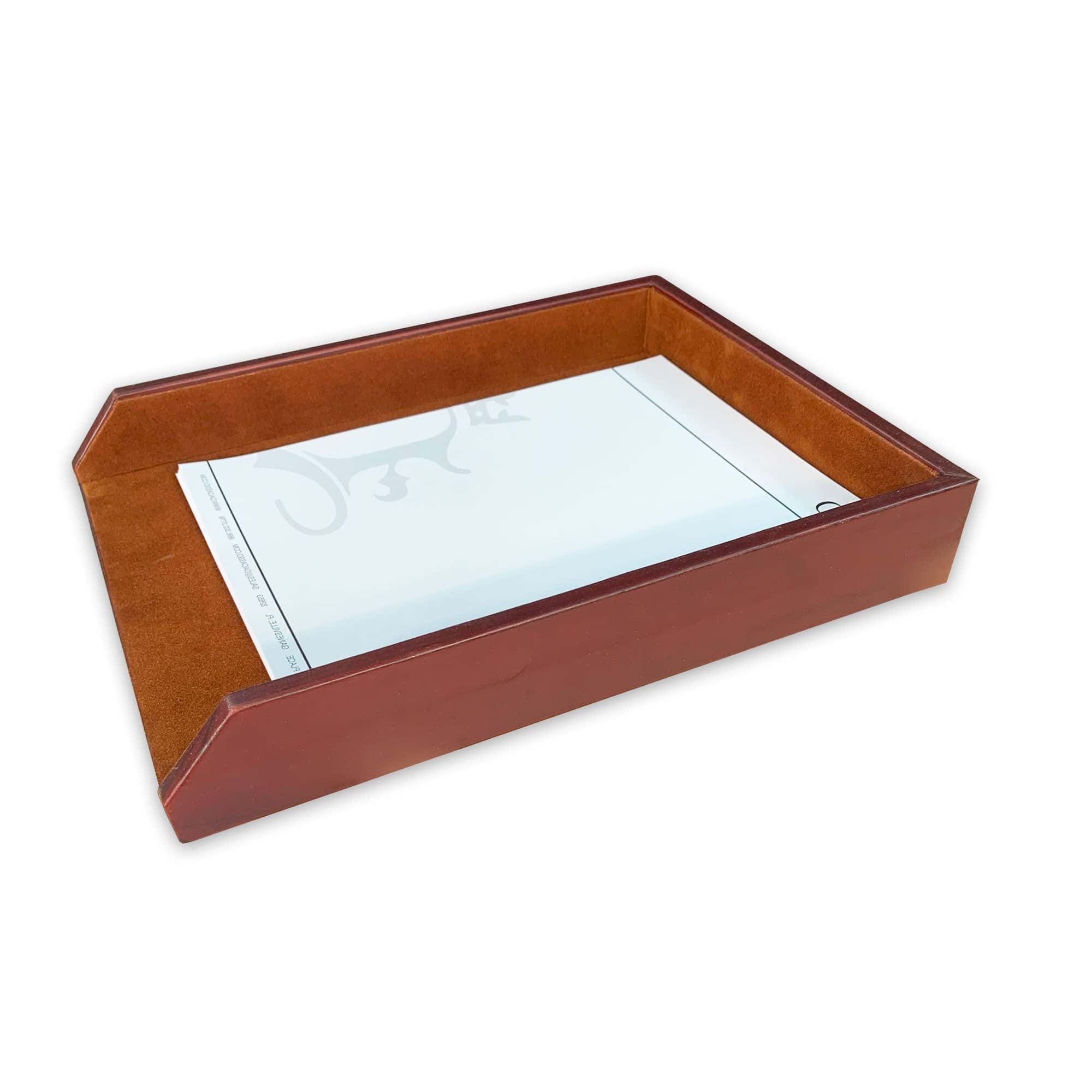 Saddle Brown Leather Letter Tray