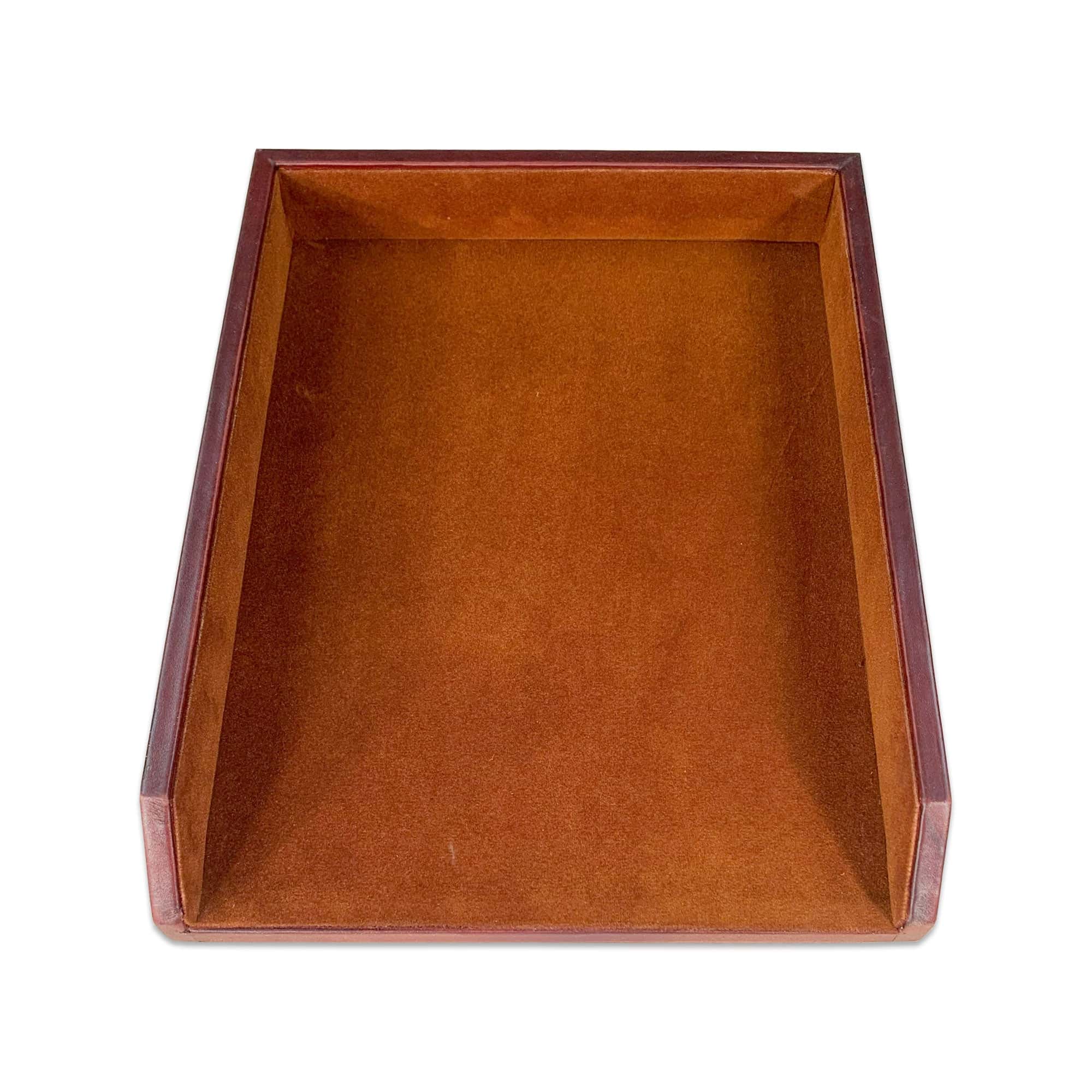 Saddle Brown Leather Letter Tray