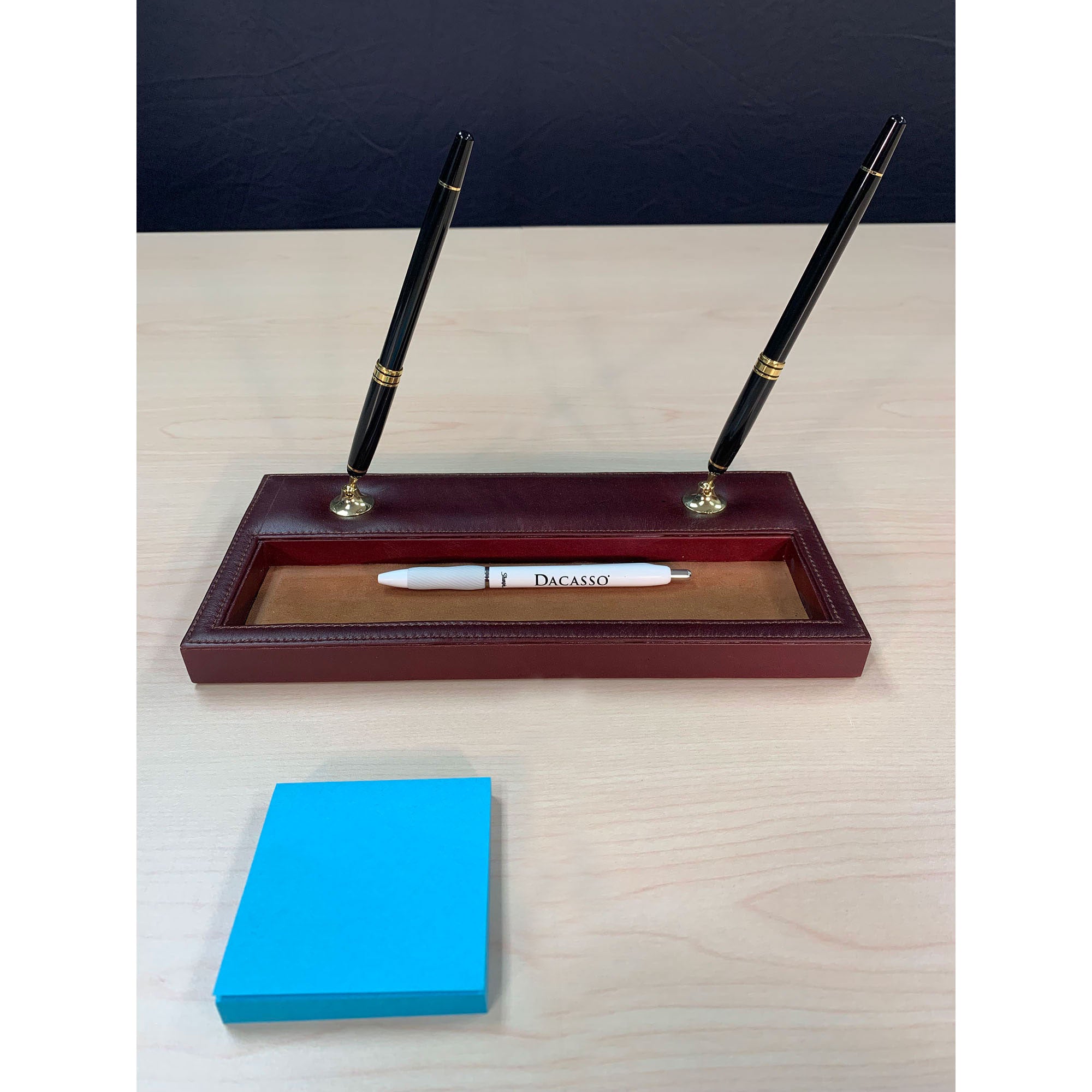 Saddle Brown Leather Double Pen Stand