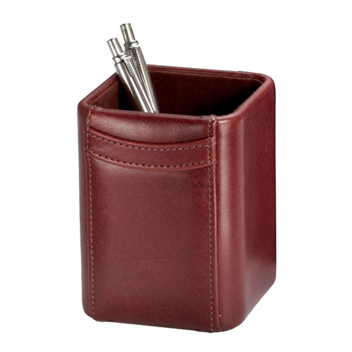 Saddle Brown Leather Pencil Cup