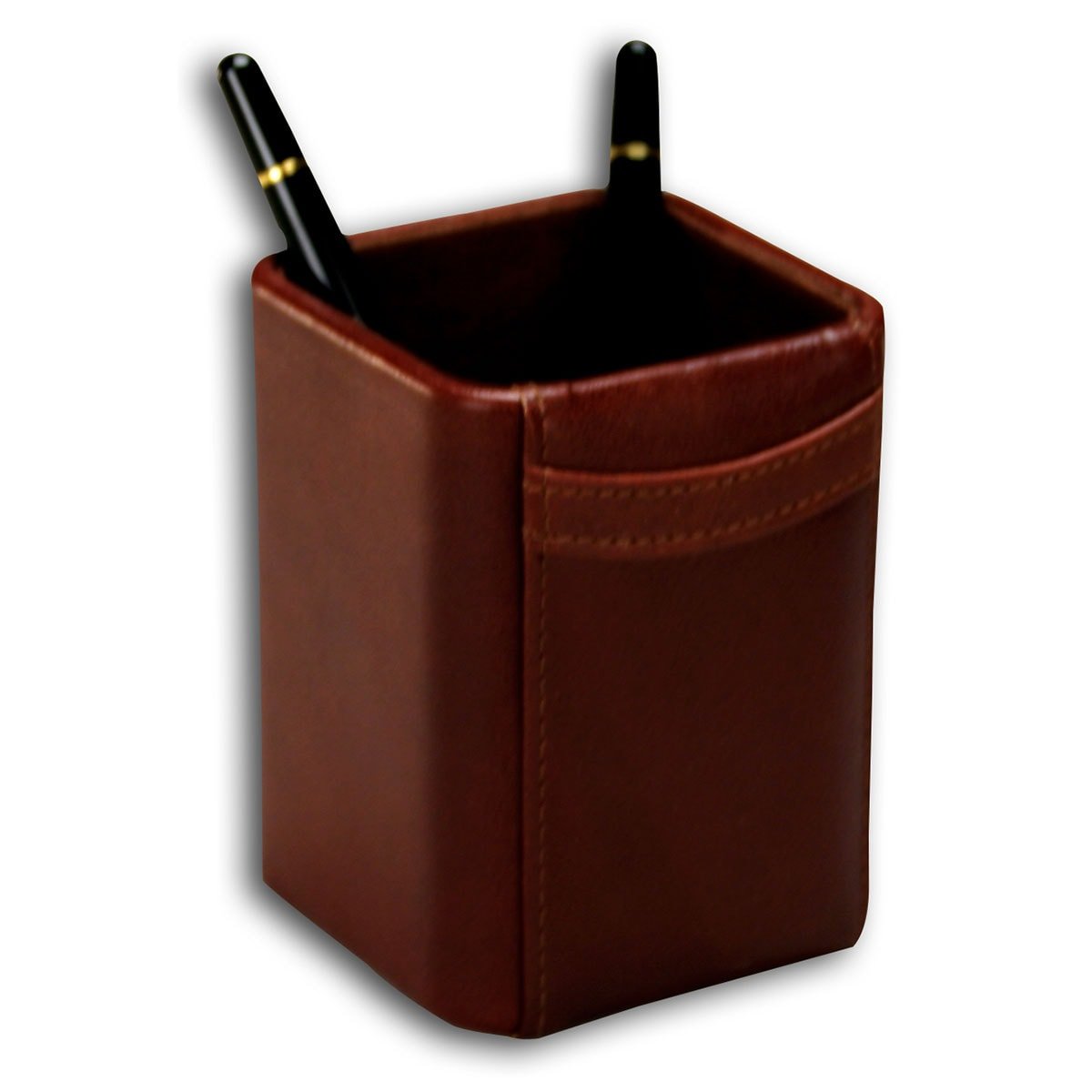 Saddle Brown Leather Pencil Cup