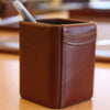 Saddle Brown Leather Pencil Cup