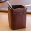 Saddle Brown Leather Pencil Cup
