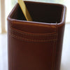 Saddle Brown Leather Pencil Cup