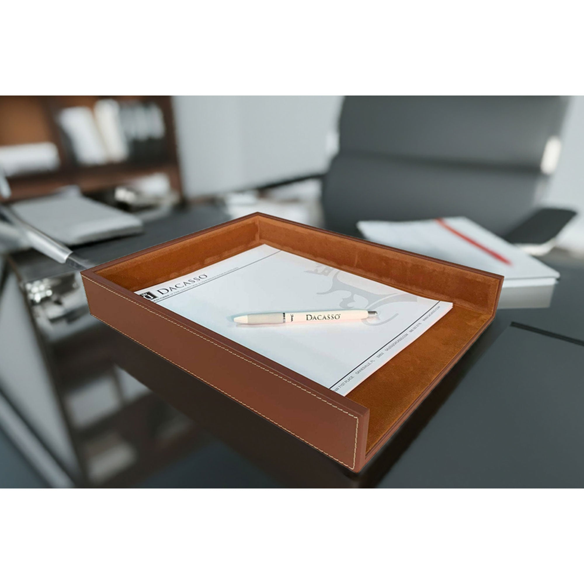 Rustic (Sienna) Brown Leather Letter Tray