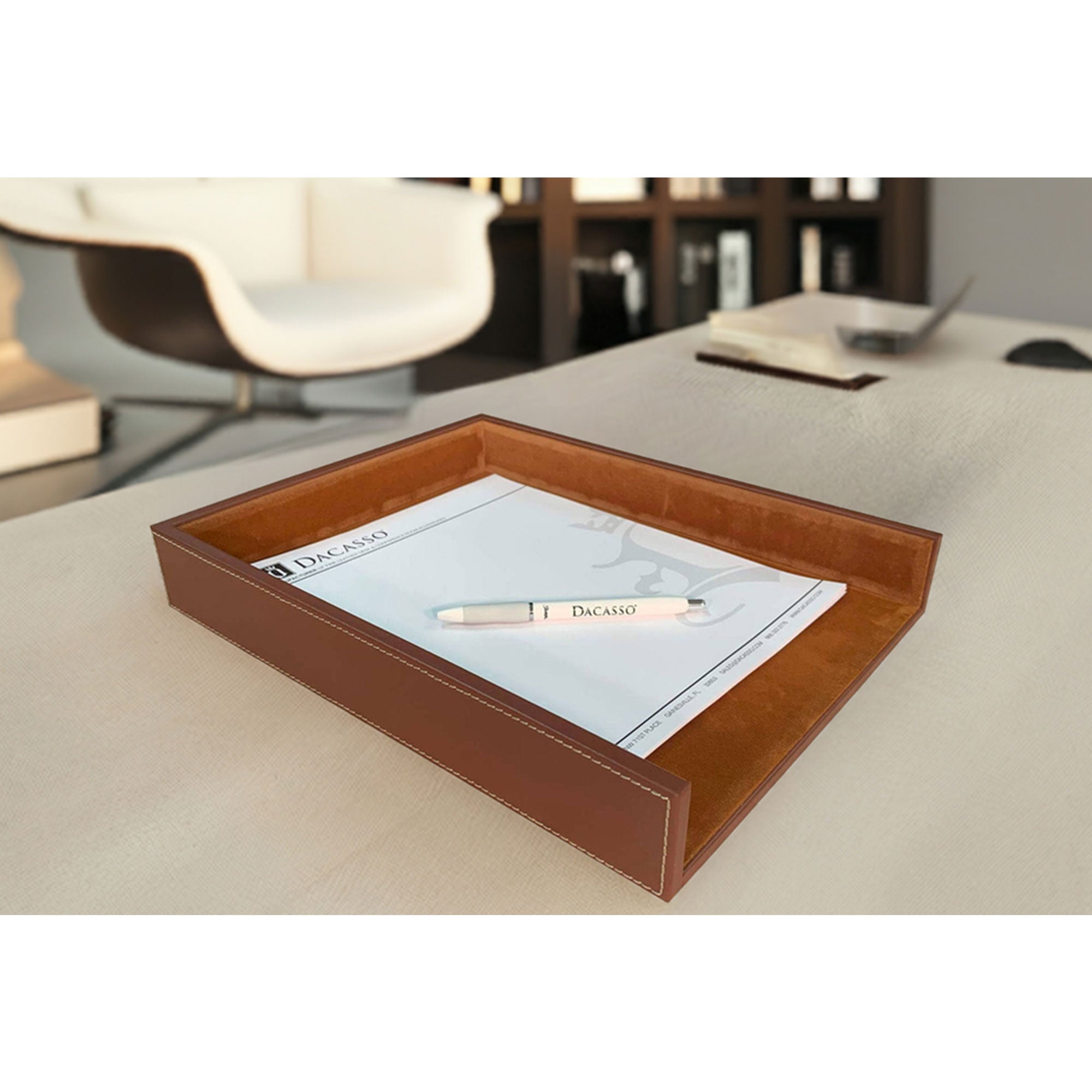 Rustic (Sienna) Brown Leather Letter Tray