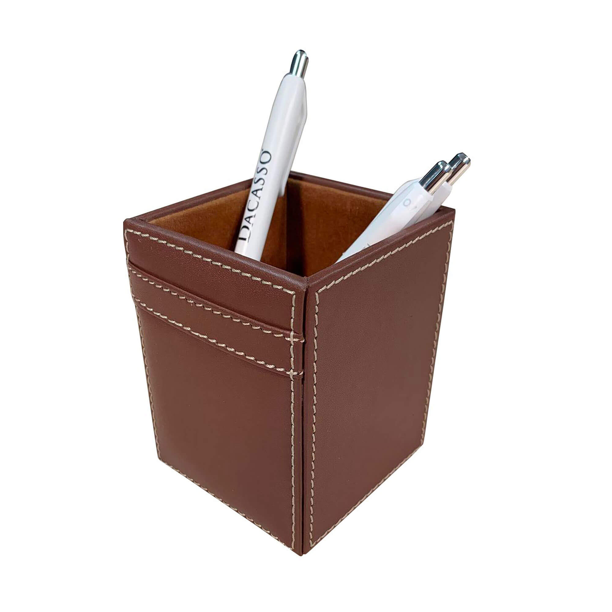 Rustic (Sienna) Brown Leather Pencil Cup