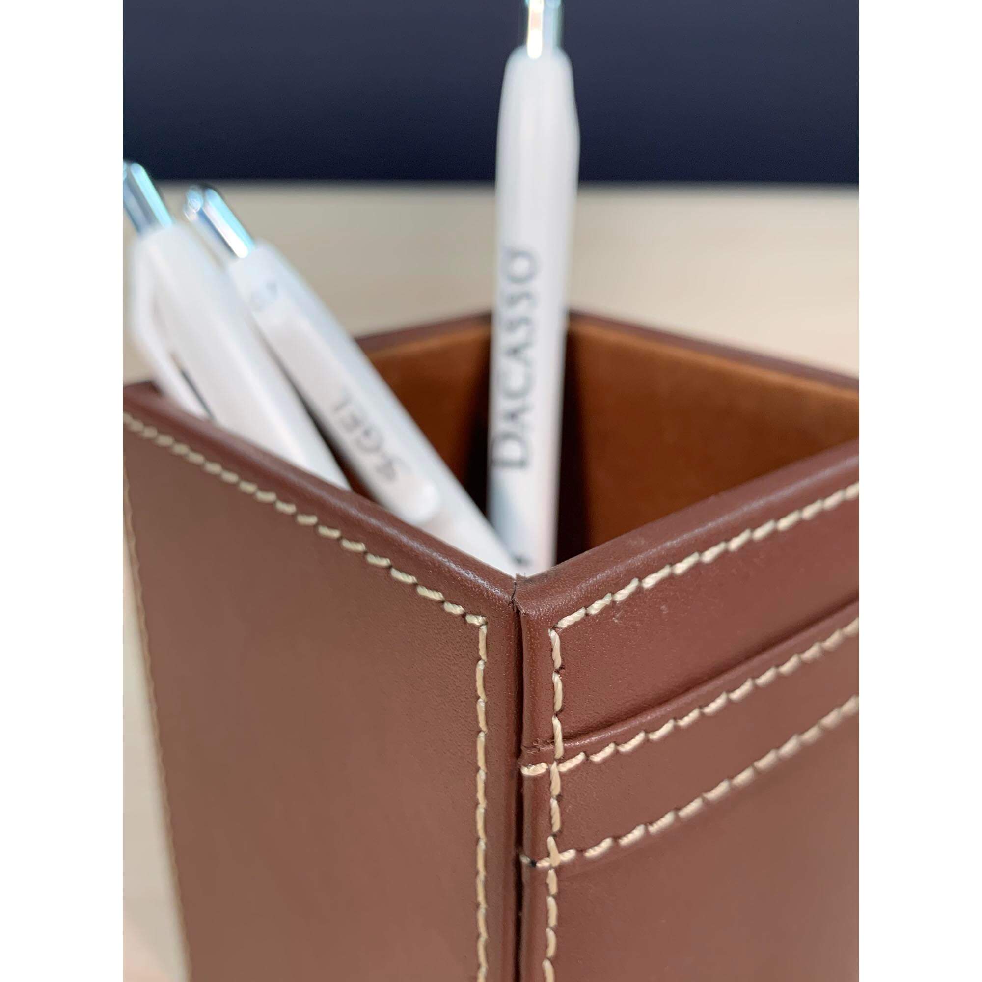 Rustic (Sienna) Brown Leather Pencil Cup