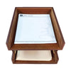 Rustic (Sienna) Brown Leather Letter Tray, Stacking Set, Gold