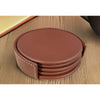 Sienna (Rustic) Brown Leather 4 Round Coaster Set w/ Holder