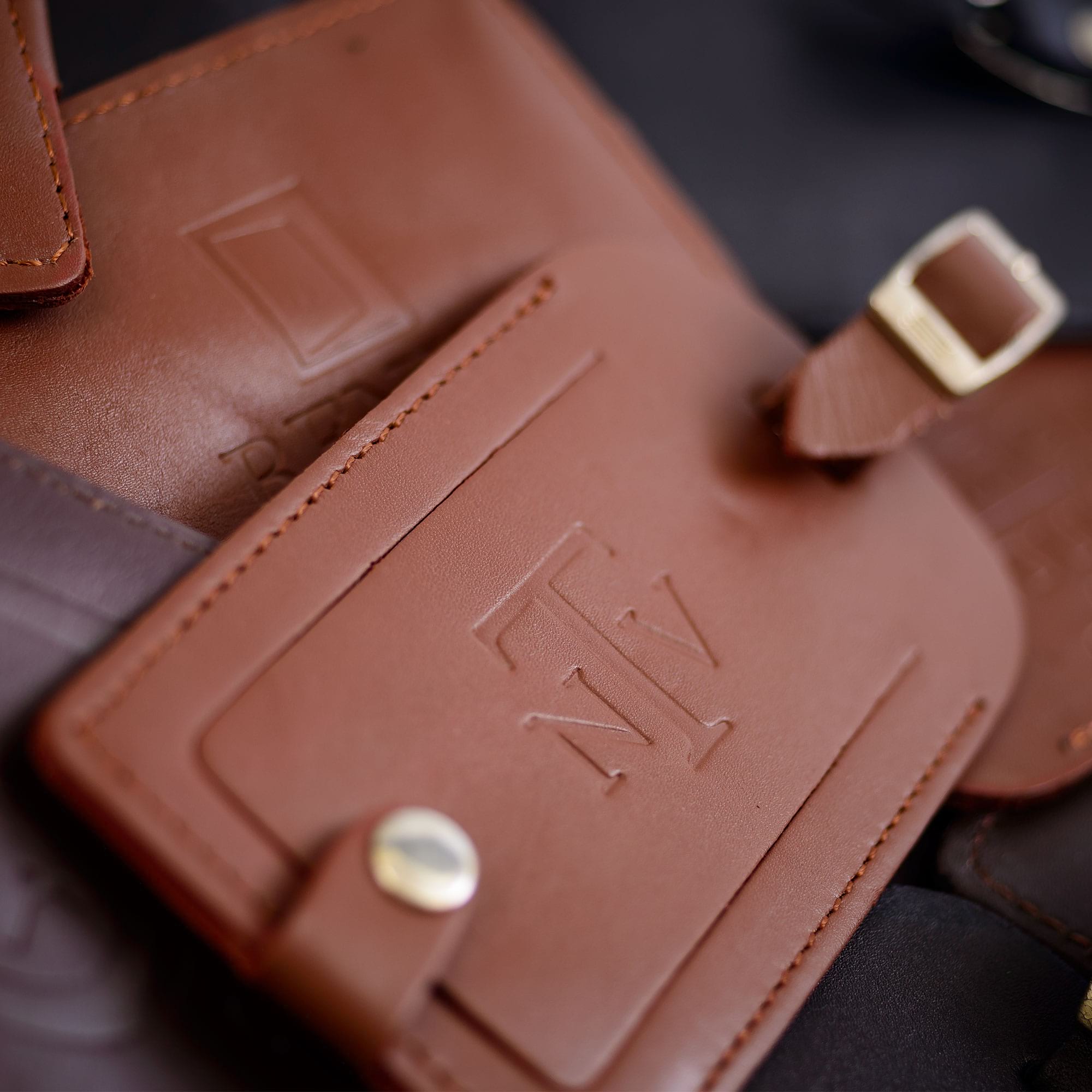 Sienna (Rustic) Brown Leather Luggage Tag