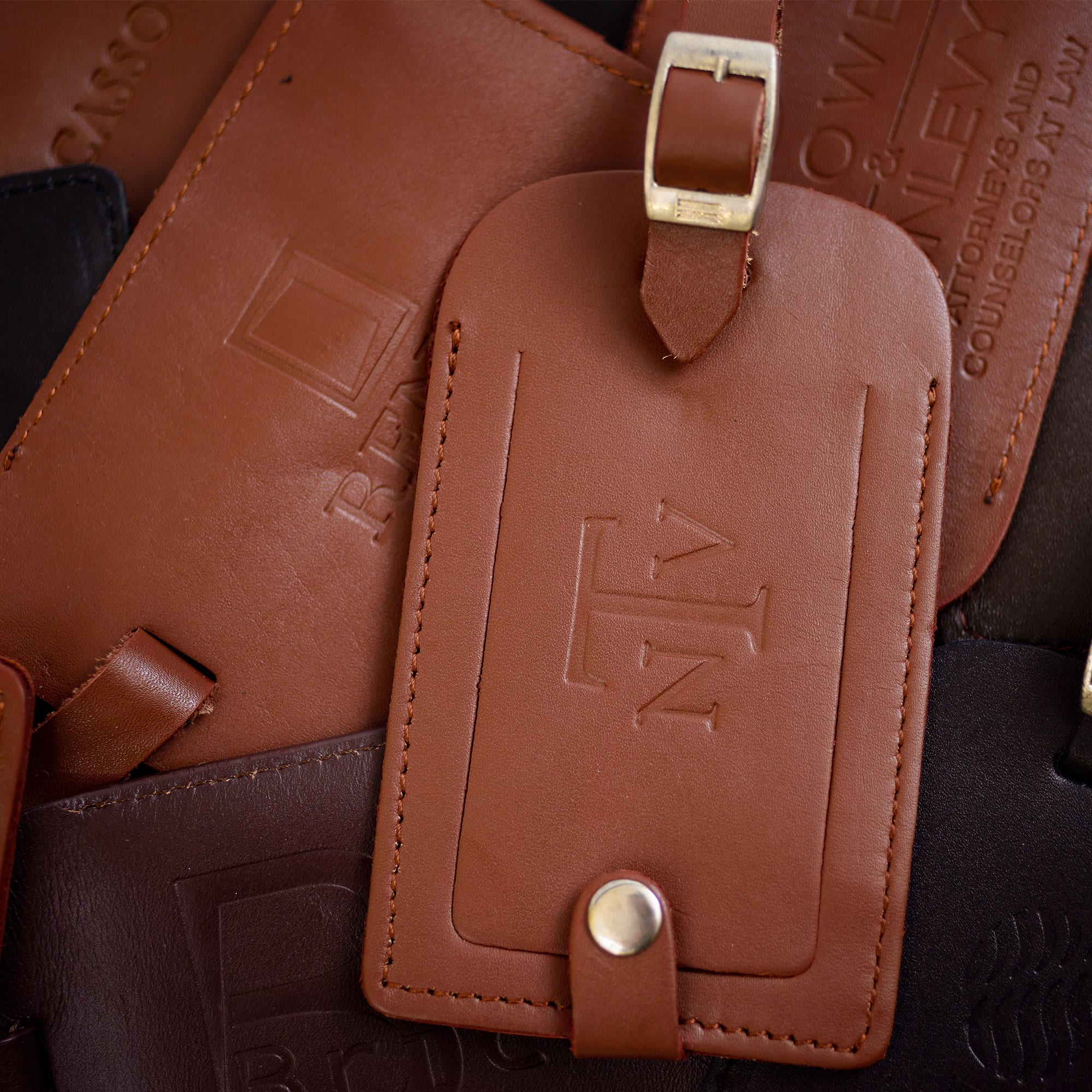 Sienna (Rustic) Brown Leather Luggage Tag
