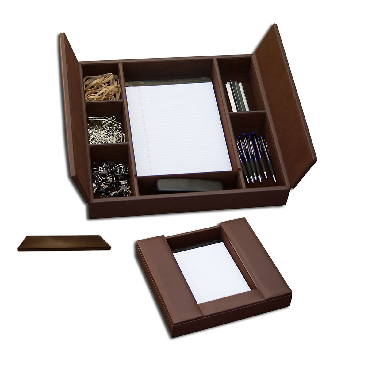 Chocolate Brown Leatherette Conference Room Organizer