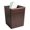 🎁 Chocolate Brown Leather Square Waste Basket, 14 Qt (50% off)