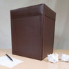 Chocolate Brown Leather Square Waste Basket, 14 Qt