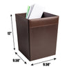 Chocolate Brown Leather Square Waste Basket, 14 Qt