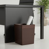Chocolate Brown Leather Square Waste Basket, 14 Qt