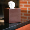 Chocolate Brown Leather Tissue Box Cover