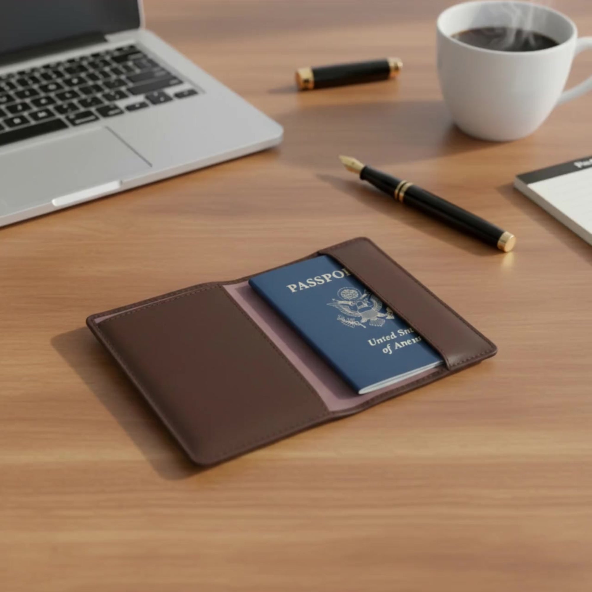 Chocolate Brown Leather Passport Holder