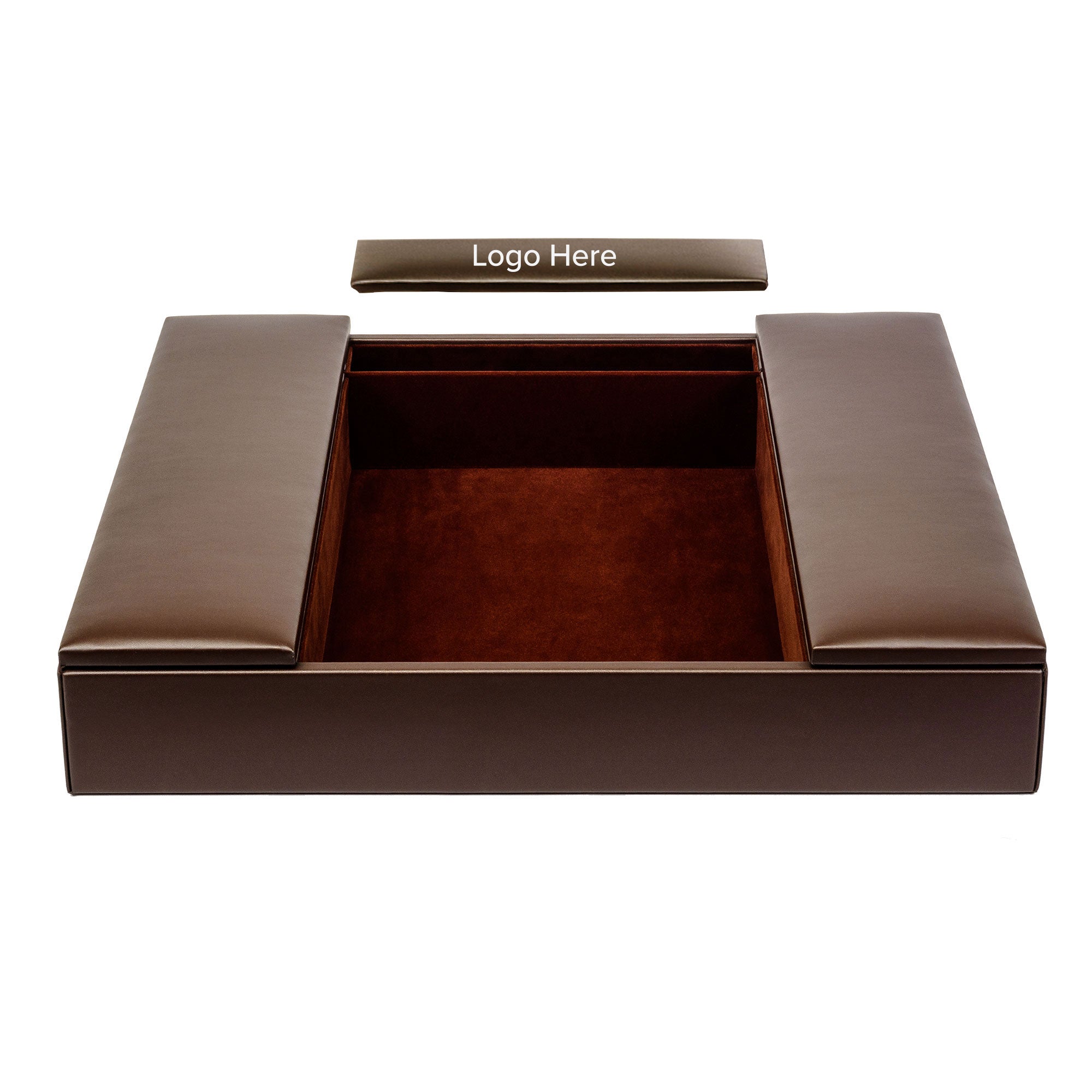 Chocolate Brown Leather Conference Room Organizer
