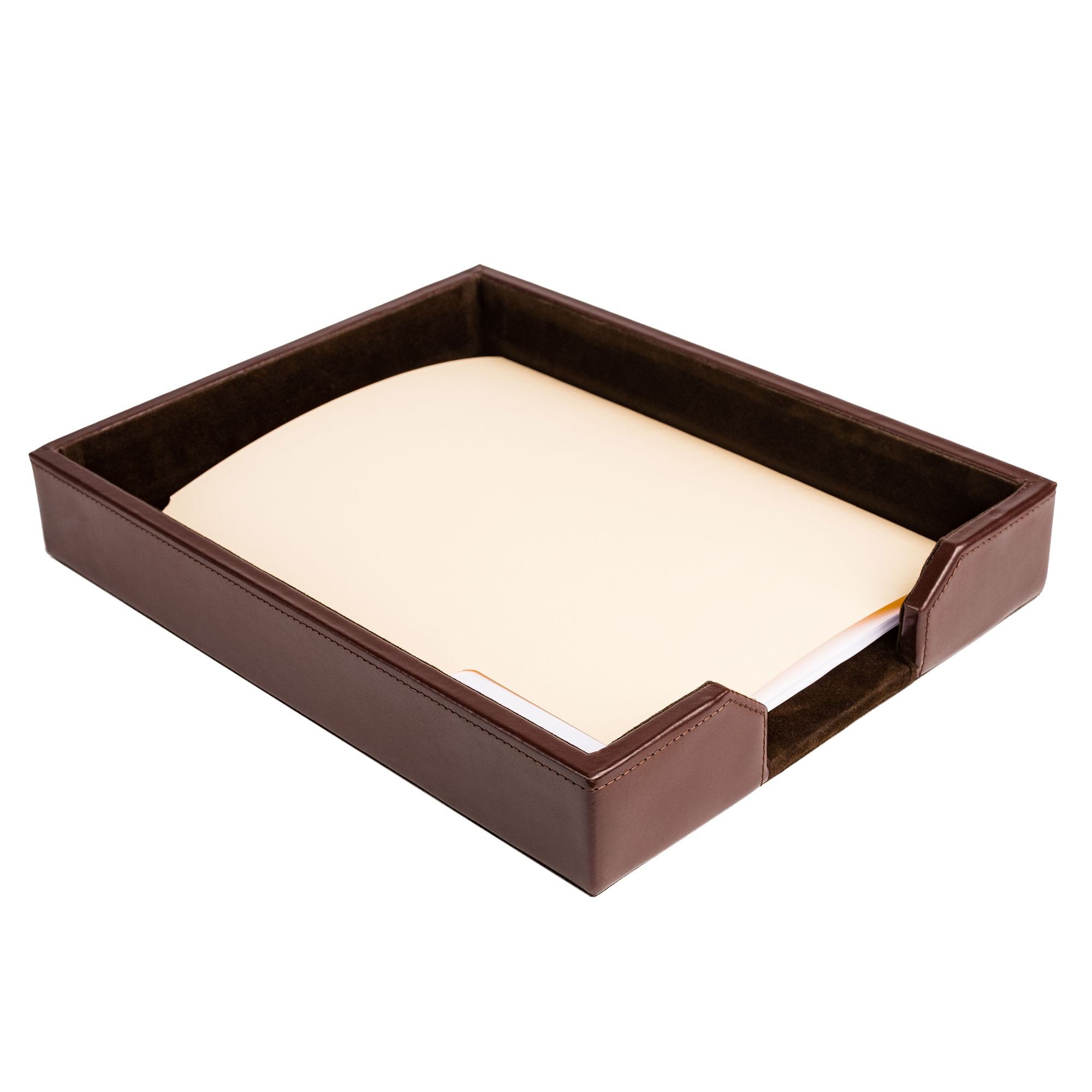Dark Brown Bonded Leather Letter Tray