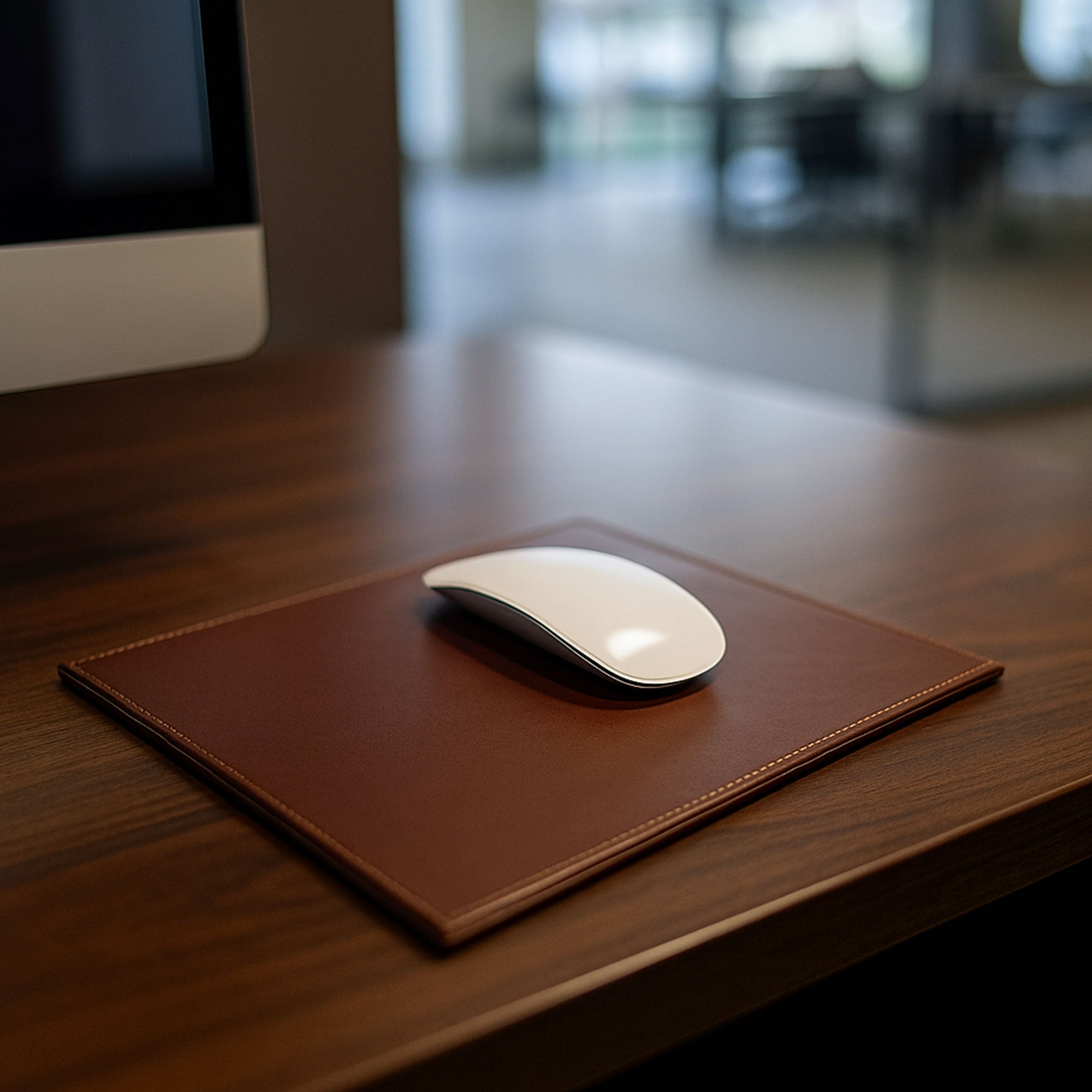 Dark Brown Bonded Leather Mouse Pad