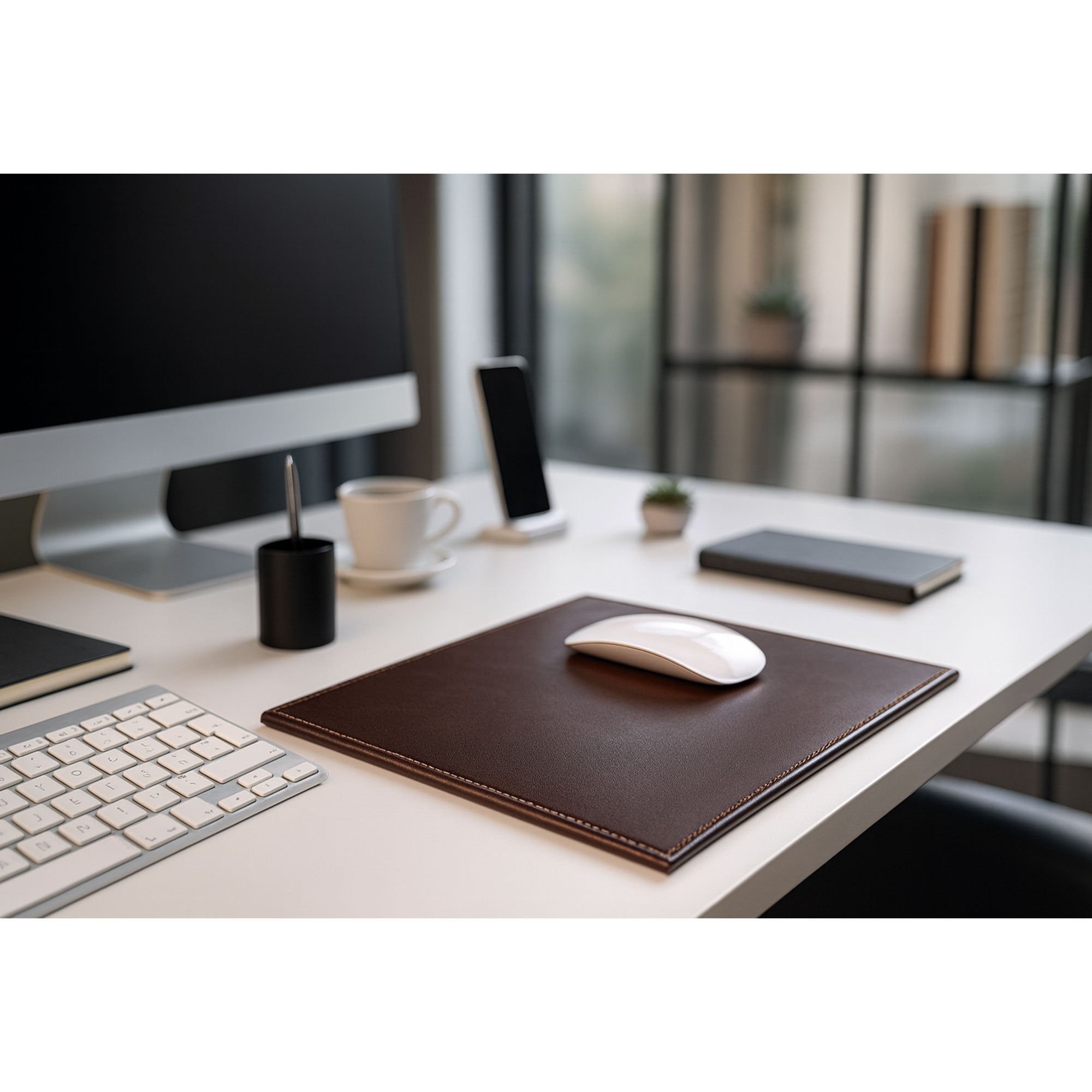 Dark Brown Bonded Leather Mouse Pad